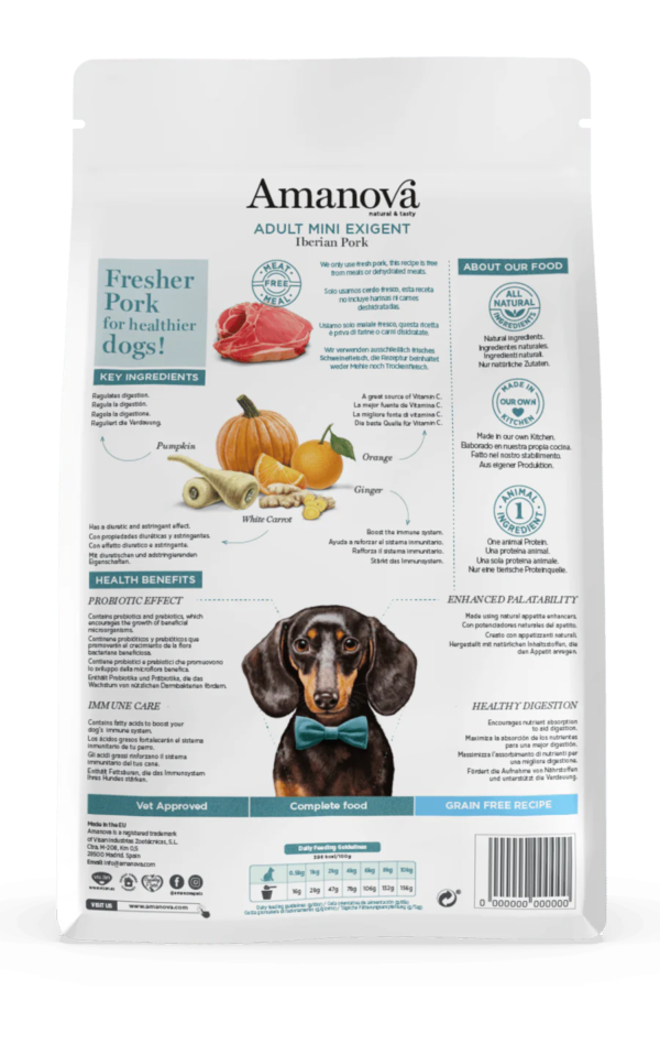 Amanova dog adult mini Exigent Iberian pork 2kg GF - Image 2