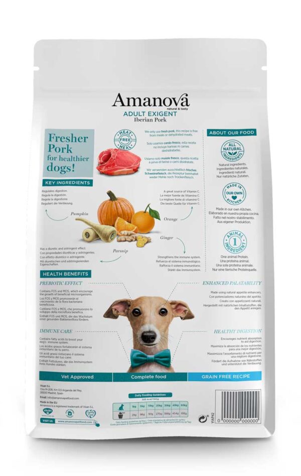 Amanova dog adult Exigent Iberian pork 2kg GF - Image 2