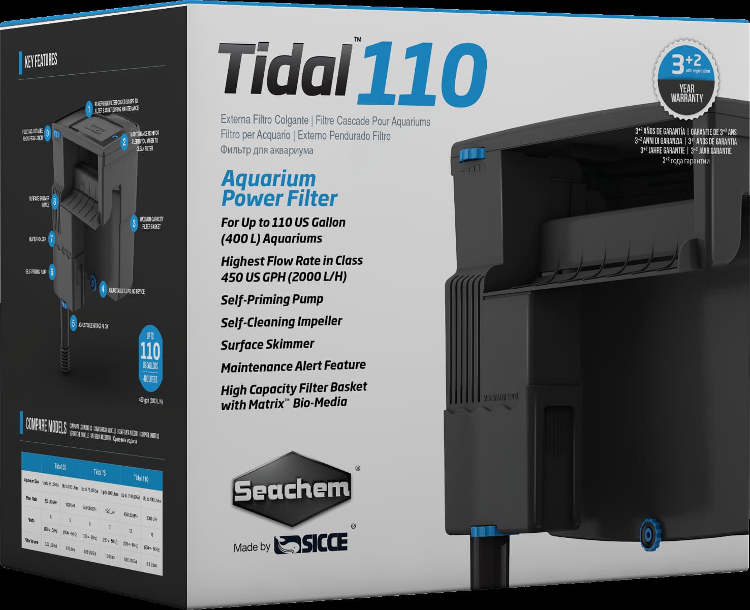 SIHO11001E Sicce Tidal 110 hang on filter