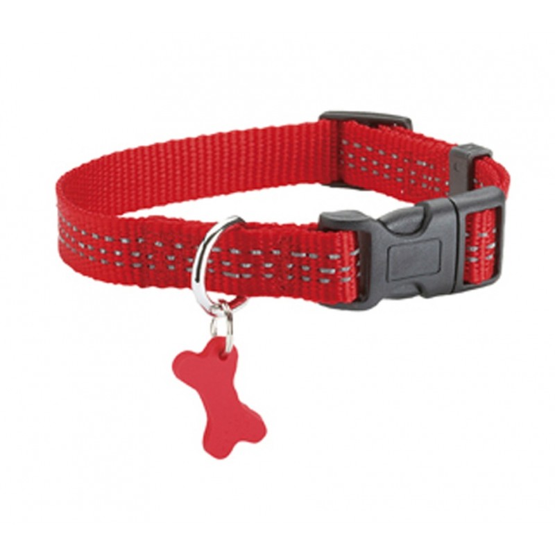 CLSAFE1_81_020 Ogrlica Nylon Bobby Safe 2x32-52cm crvena