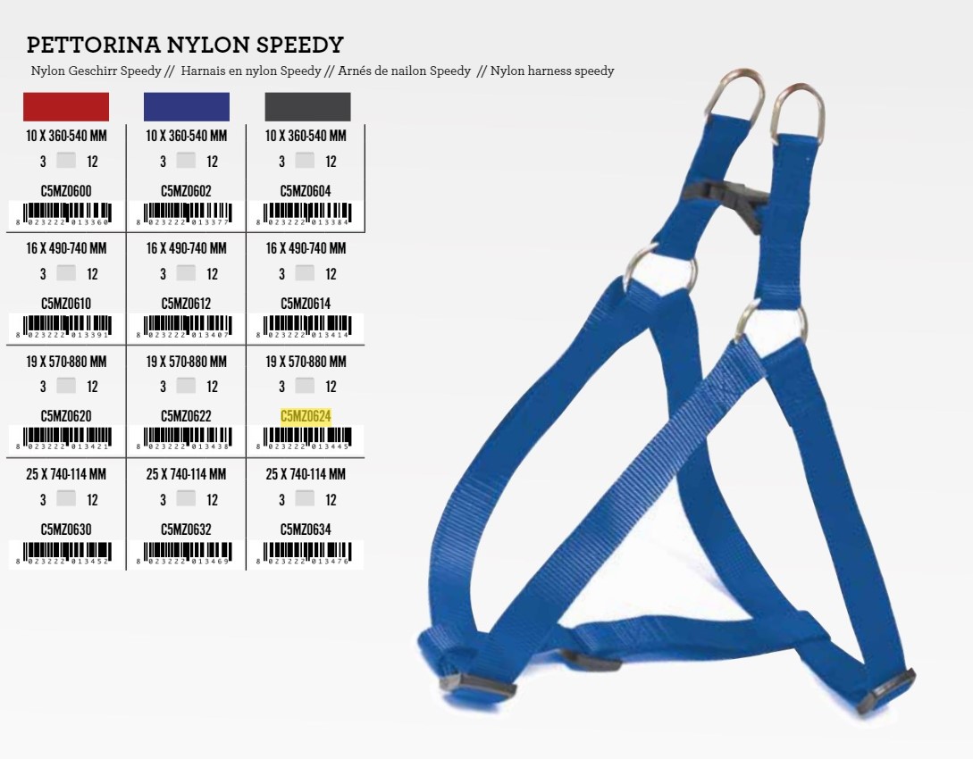C5MZ0602 Ham Nylon Speedy S 10mm 36-54cm PLAVI