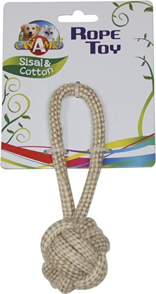 Igračka za Pse uže 17cm ECO lopta 5cm uže+ručka