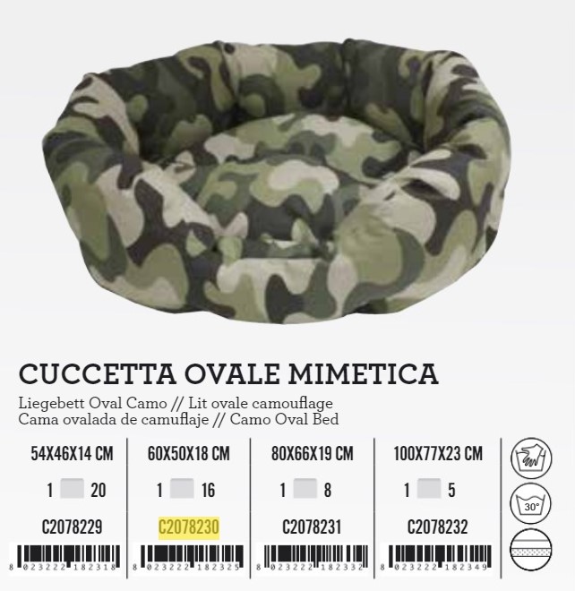 C2078230 Ležaj 60x50x18cm oval Camo