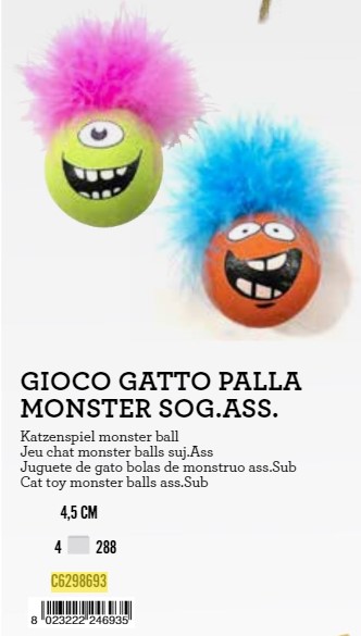 C6298693 Igračka za Mace lopta Monster ball 4,5cm