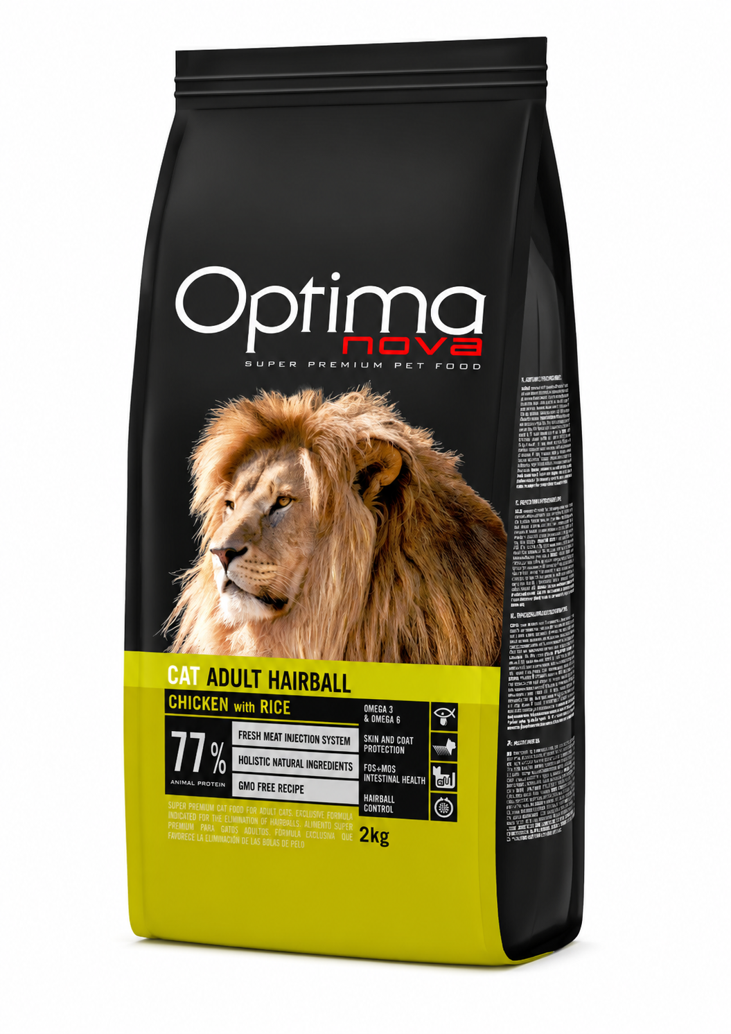 ONC27HB02 Optimanova cat adult Hairball Pile/Riža 2kg LG NOVO