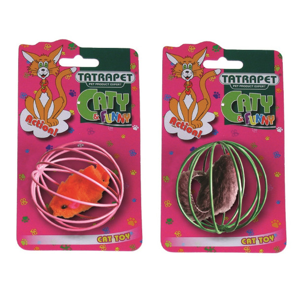 58518 Igračka za Mace Miš u žici 6cm mix Tatrapet