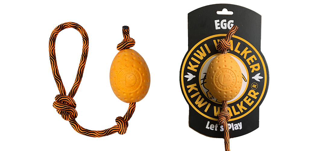 TPR-237 Igračka za pse Kiwi guma jaje/uže 30cm narančasto