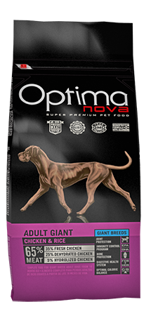 Optimanova dog adult Giant pile/riža 12kg LG